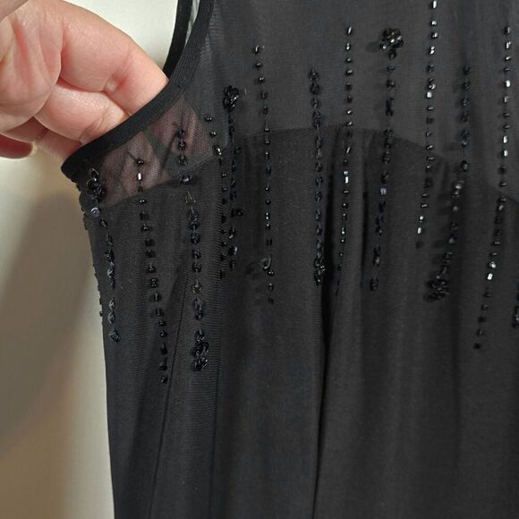 Jessica Howard Mesh Top Midi Dress Size 14 Black Embellished Sleeveless Flawed - Picture 3 of 13